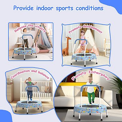 28inch Toddler Trampoline with Handle and Non Slip Feet, Spring free Bungee Jumping Mat,for Age 1-4