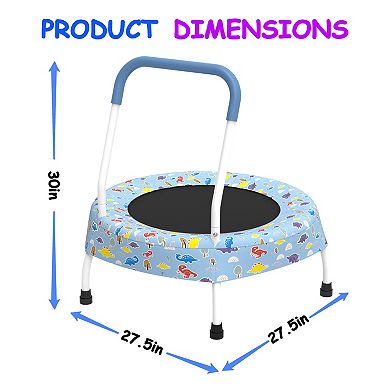 28inch Toddler Trampoline with Handle and Non Slip Feet, Spring free Bungee Jumping Mat,for Age 1-4