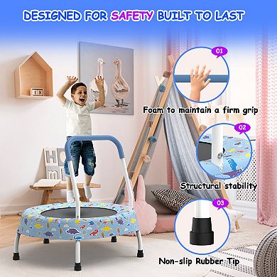 28inch Toddler Trampoline with Handle and Non Slip Feet, Spring free Bungee Jumping Mat,for Age 1-4