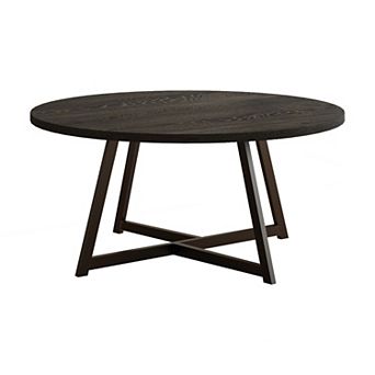 59" Round Dining Table for 6-8, Modern Kitchen Table with Steel Base, Dining Room Tables for Kitchen
