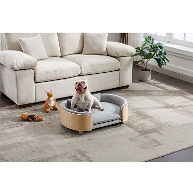 Scandinavian Elevated Pet Sofa Solid Wood Mid Size