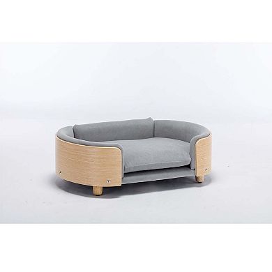 Scandinavian Elevated Pet Sofa Solid Wood Mid Size
