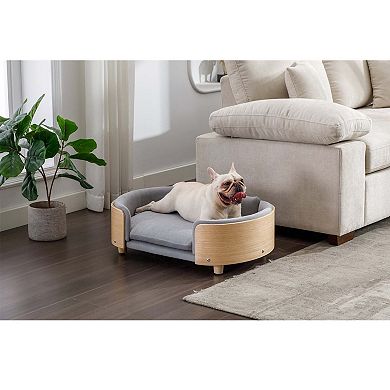 Scandinavian Elevated Pet Sofa Solid Wood Mid Size