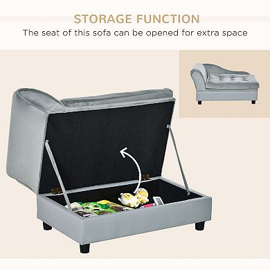 Small Dog Sofa with Hidden Storage, 3" Plush Cushion Pet Furniture