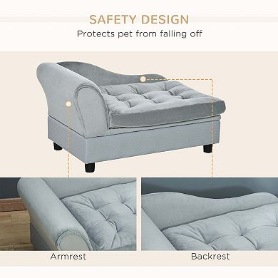 Small Dog Sofa with Hidden Storage, 3" Plush Cushion Pet Furniture