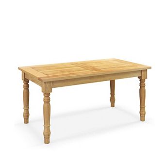 Solid Teak Wood Patio Coffee Table with Slatted Tabletop