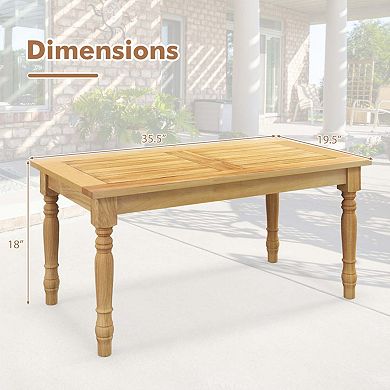 Solid Teak Wood Patio Coffee Table with Slatted Tabletop