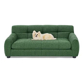 Modern Linen Pet Sofa with Backrest and Armrests for Small Medium Dogs