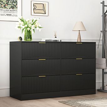 9 Drawers Dresser, 63" Large Storage Cabinet, with Golden Handles, Wood Closet Storage Organizer
