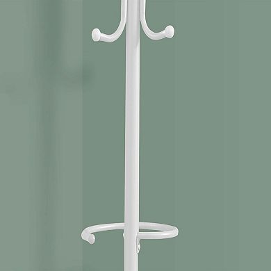 68" Metal Coat Rack with Hanging Bar and 6 Hooks, Umbrella Holder