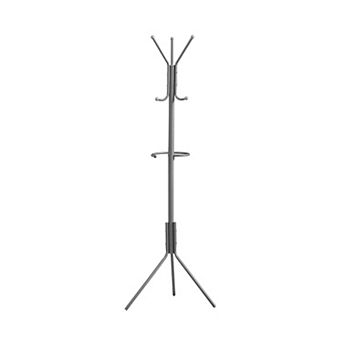 68" Metal Coat Rack with Hanging Bar and 6 Hooks, Umbrella Holder