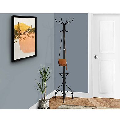 70" Metal Coat Rack 12 Hooks with Umbrella Holder Hall Tree