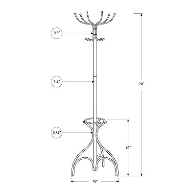 70" Metal Coat Rack 12 Hooks with Umbrella Holder Hall Tree
