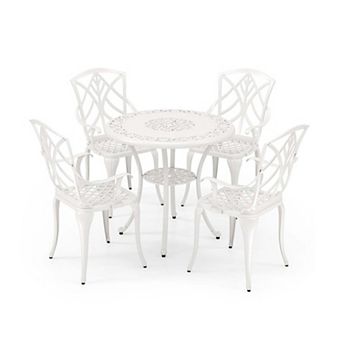 31.5" Round Cast Aluminum Patio Table for 4 with 2" Umbrella Hole