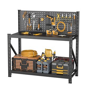 47.2"H Heavy Duty Storage Shelves with Pegboard for Garage Pantry Kitchen