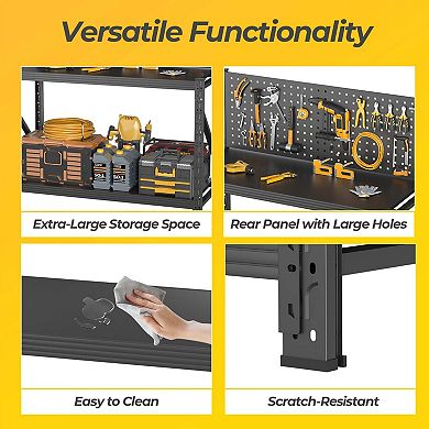 47.2"H Heavy Duty Storage Shelves with Pegboard for Garage Pantry Kitchen