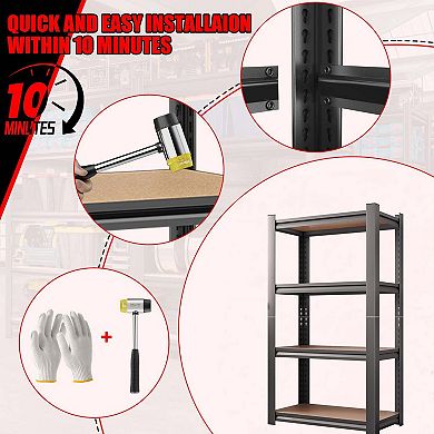 Heavy Duty Storage Rack Adjustable Multi Tier Steel and MDF Organizer