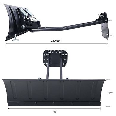 Universal ATV/UTV Snow Plow Kit, Steel Blade Adjustable Angle Complete Mount
