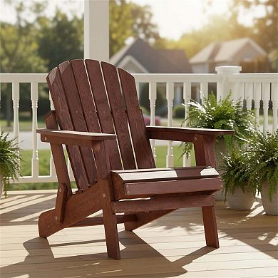 Oversized Folding Wooden Adirondack Chair for Outdoor Patio