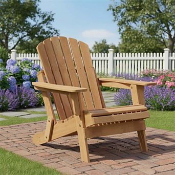 Oversized Folding Wooden Adirondack Chair for Outdoor Patio