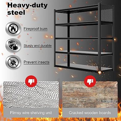 Heavy Duty Metal Storage Shelves, Adjustable Garage Rack with Pegboard