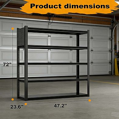 Heavy Duty Metal Storage Shelves, Adjustable Garage Rack with Pegboard