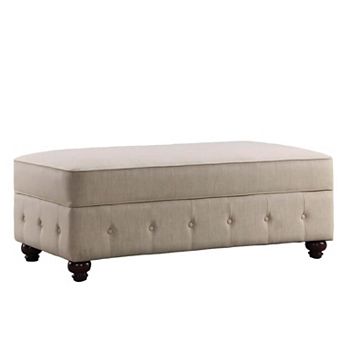 Tufted Storage Ottoman with Solid Wood Legs