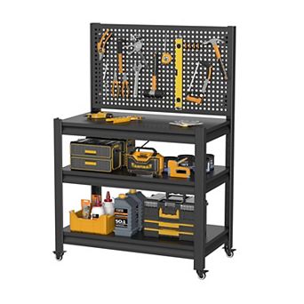 47.2"H Rolling Work Bench with Pegboard, 1000lbs Capacity