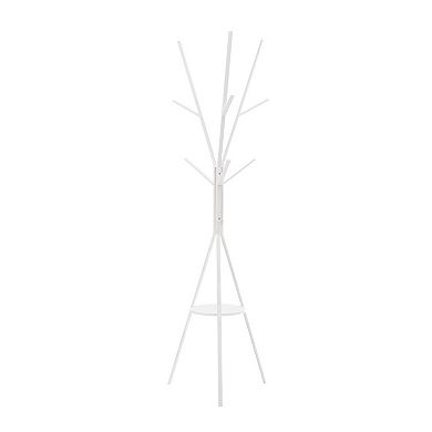 72" Metal Coat Rack 6 Hooks Hall Tree with MDF Shelf Entryway Bedroom