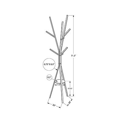 72" Metal Coat Rack 6 Hooks Hall Tree with MDF Shelf Entryway Bedroom