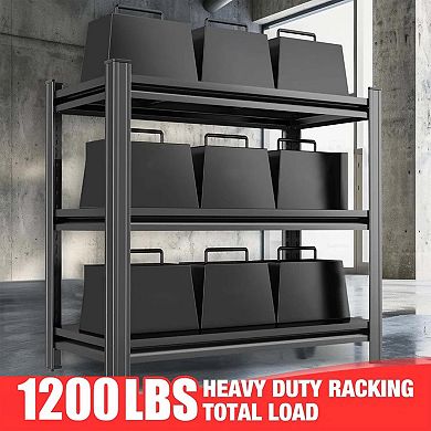 3-Tier Metal Storage Rack Adjustable Height 31.5"Hx39.37"Lx13.77"D