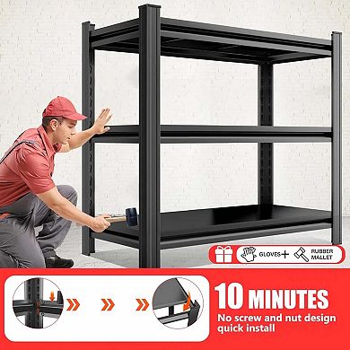 3-Tier Metal Storage Rack Adjustable Height 31.5"Hx39.37"Lx13.77"D