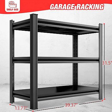 3-Tier Metal Storage Rack Adjustable Height 31.5"Hx39.37"Lx13.77"D