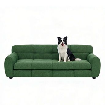 Elevated Linen Dog Sofa with Armrest and Backrest for Large Dogs