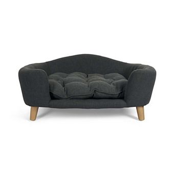 Elevated Dog Bed for Small Dogs, Mid-Century Style with Birch Wood Frame