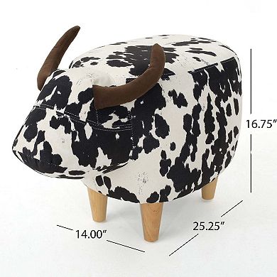 Modern Accent Stool Home Decor Black and White Cow-Shaped Ottoman for Living Room