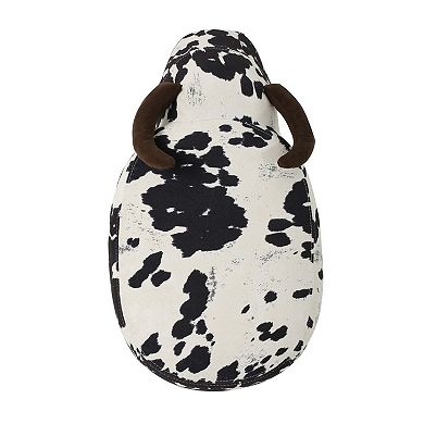 Modern Accent Stool Home Decor Black and White Cow-Shaped Ottoman for Living Room