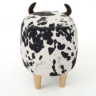 Modern Accent Stool Home Decor Black and White Cow-Shaped Ottoman for Living Room