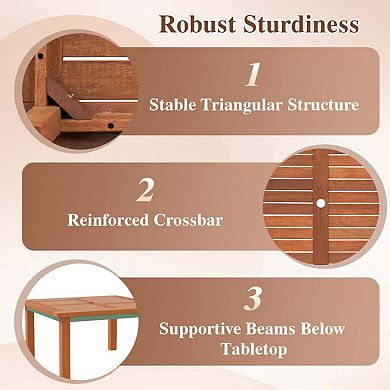 Teak Wood Patio Table with 2" Umbrella Hole Outdoor