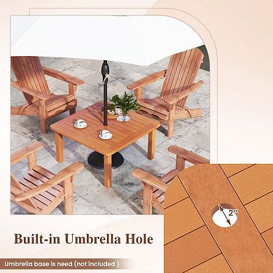 Teak Wood Patio Table with 2" Umbrella Hole Outdoor