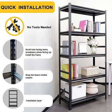 5-Tier Heavy Duty Metal Storage Shelving Adjustable Garage Kitchen Rack
