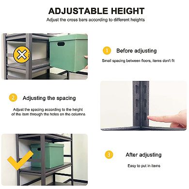 5-Tier Heavy Duty Metal Storage Shelving Adjustable Garage Kitchen Rack
