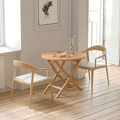 31.5" Folding Indonesia Teak Wood Round Patio Coffee Table