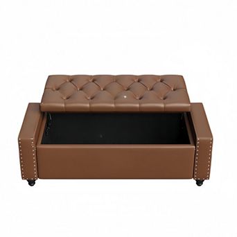 Storage Ottoman Bench, Bedroom Bench, Upholstered Ottoman with Storage, Entryway Bench with Tufted