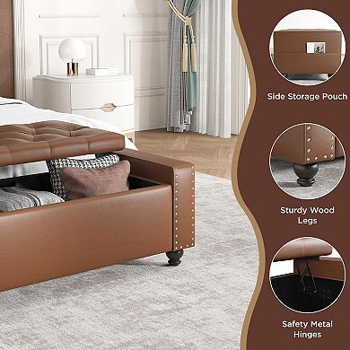 Storage Ottoman Bench, Bedroom Bench, Upholstered Ottoman with Storage, Entryway Bench with Tufted