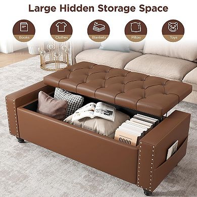 Storage Ottoman Bench, Bedroom Bench, Upholstered Ottoman with Storage, Entryway Bench with Tufted