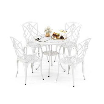 5 pc Cast Aluminum Patio Dining Set with Umbrella Hole