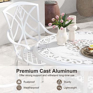 5 Piece Cast Aluminum Patio Dining Set with Umbrella Hole