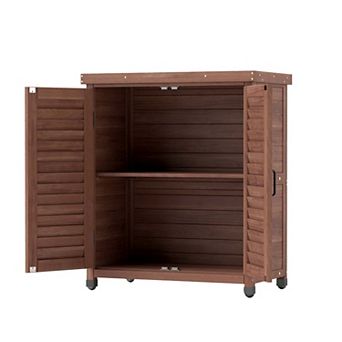 31.5x17x36" Potting Bench with Storage Cabinet and Metal Table Top