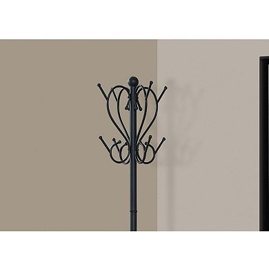 71" Metal Coat Rack 8 Hooks 2-Tier Hall Tree with Umbrella Holder
